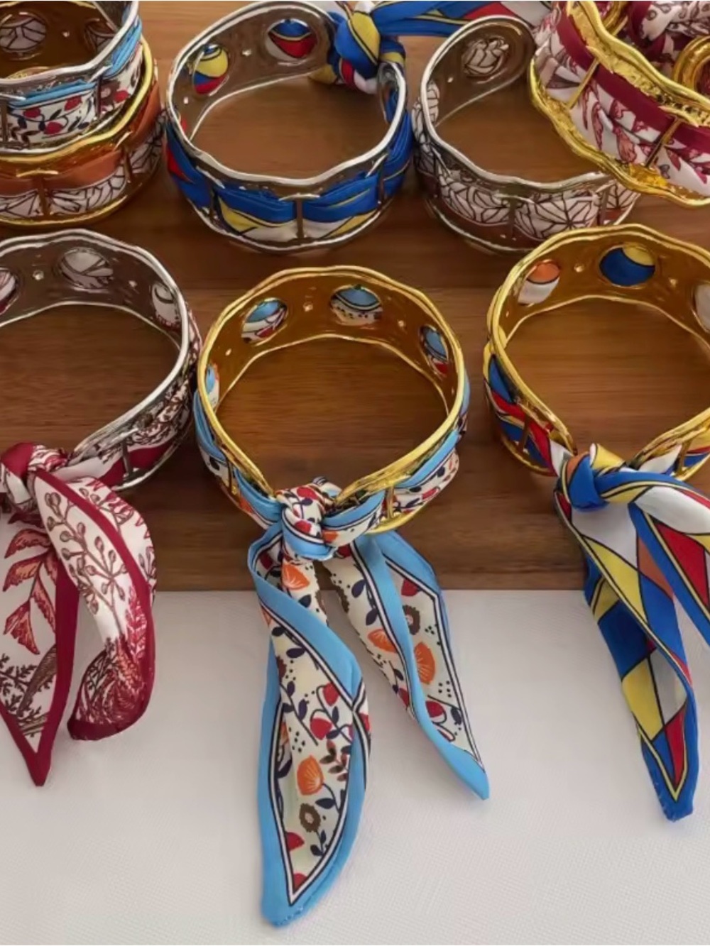 Gold-Tone Silk Scarf Bangle Bracelet - different styles available